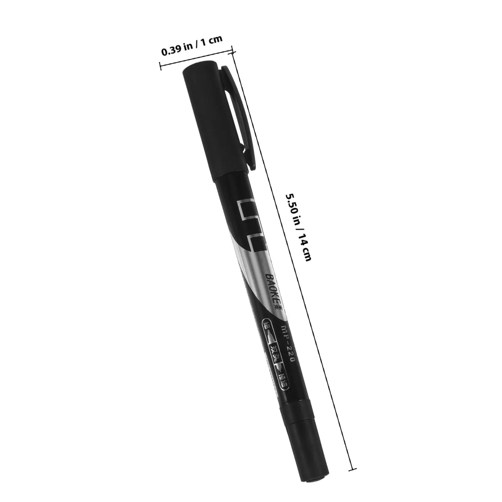 Double-Ended Portable Marking Pen Black Ink Fast-Drying Marker for Home Office School Smooth Surfaces Plastic Clip Included