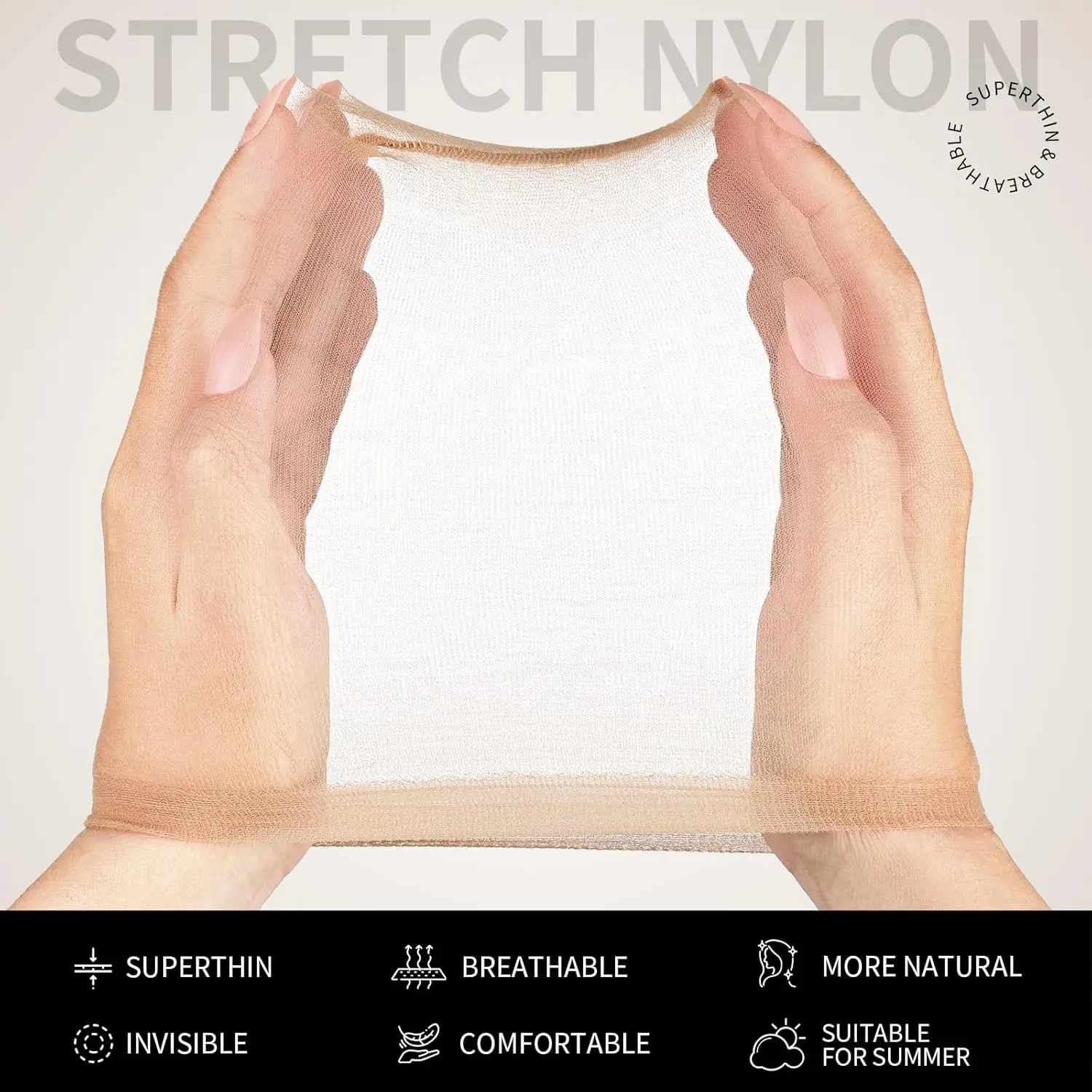 4/12 قطعة شبكة النايلون التهوية عارية الجورب غطاء شعر مستعار Hairnets بسط نهاية إغلاق سوبر اضافية رقيقة الجلد تنفس غطاء شعر مستعار #2