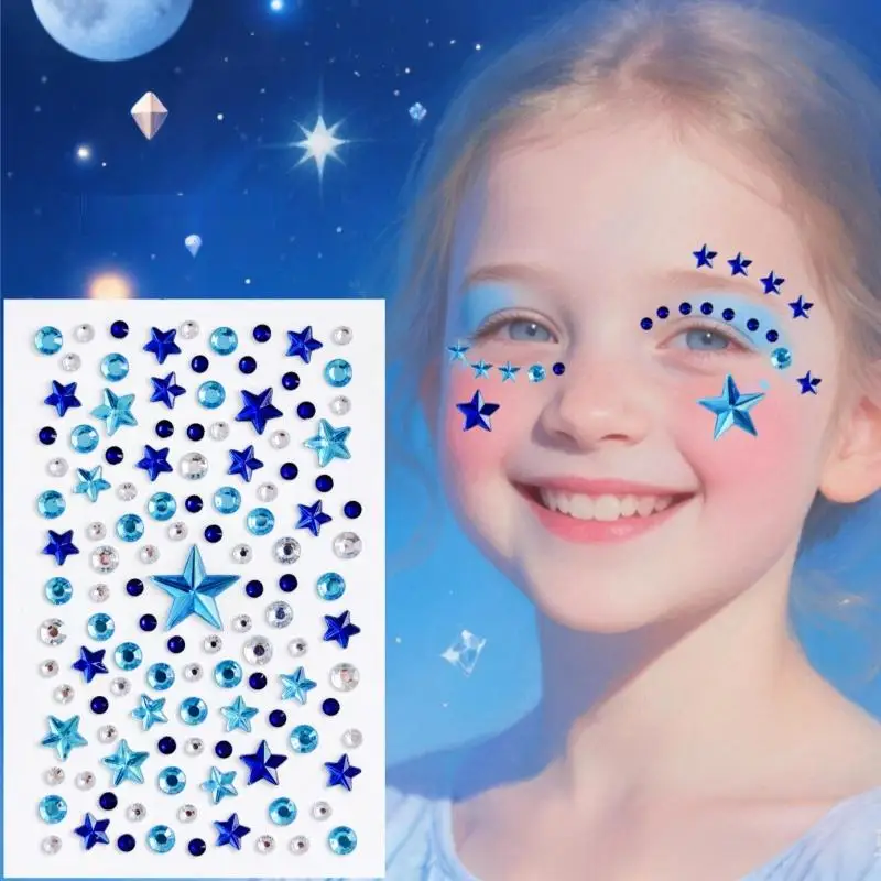 For Hair Eye Face Decoration Decal 3D Holographic Tear Drop Face Rhinestone Sticker Self-Adhesive Crystal Diamond Tattoo Sticker