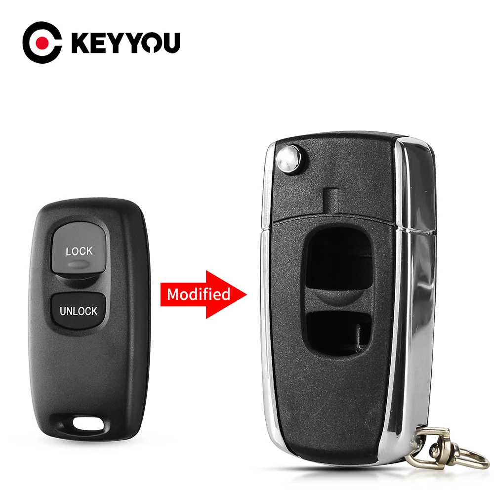 KEYYOU 2 pulsanti modificato Flip pieghevole chiave a distanza Shell Fob Case per Mazda 2 3 6 Series 2004 2005 2006 2007 2008 2009 2010