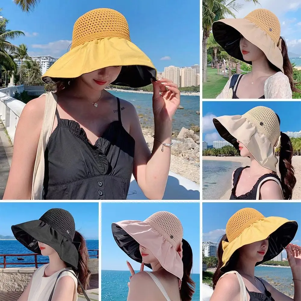 

Women UV Protection Bucket Hat Wide Brim Portable Sunshade Hat Outdoor Foldable Beach Cap