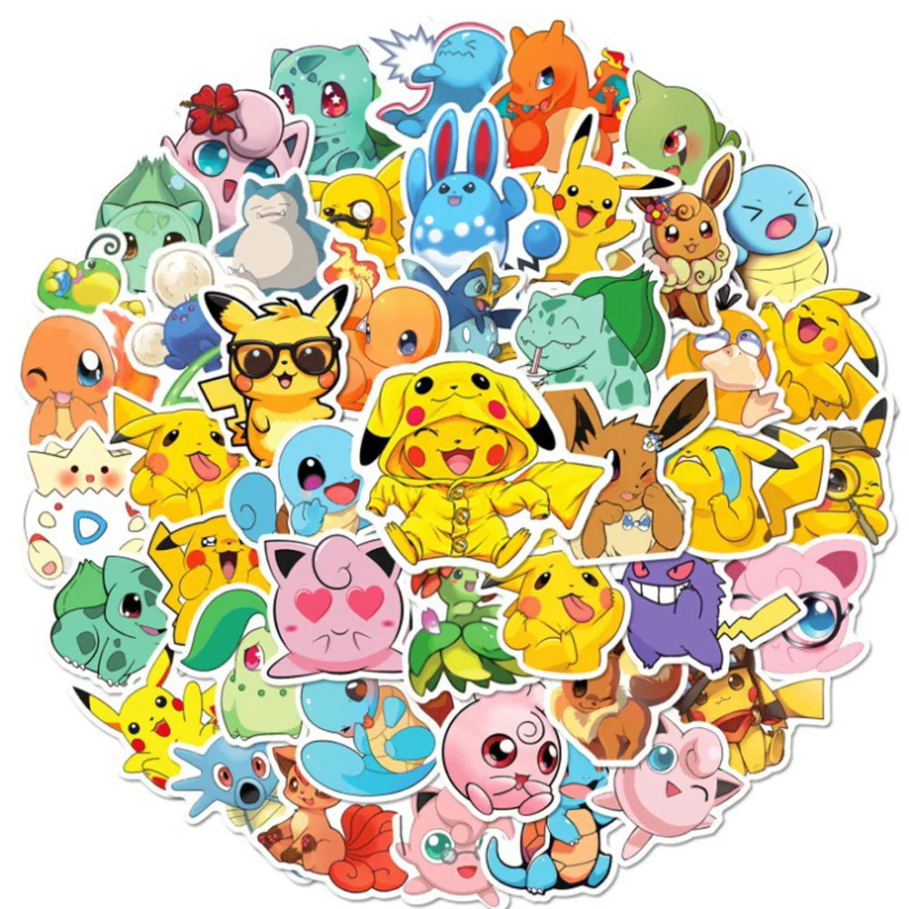 50 Stück Kawaii Pokemon Anime Aufkleber Pikachu Jigglypuff Aufkleber Skateboard Laptop Koffer Gitarre Cartoon Aufkleber Kindergeschenk Spielzeug