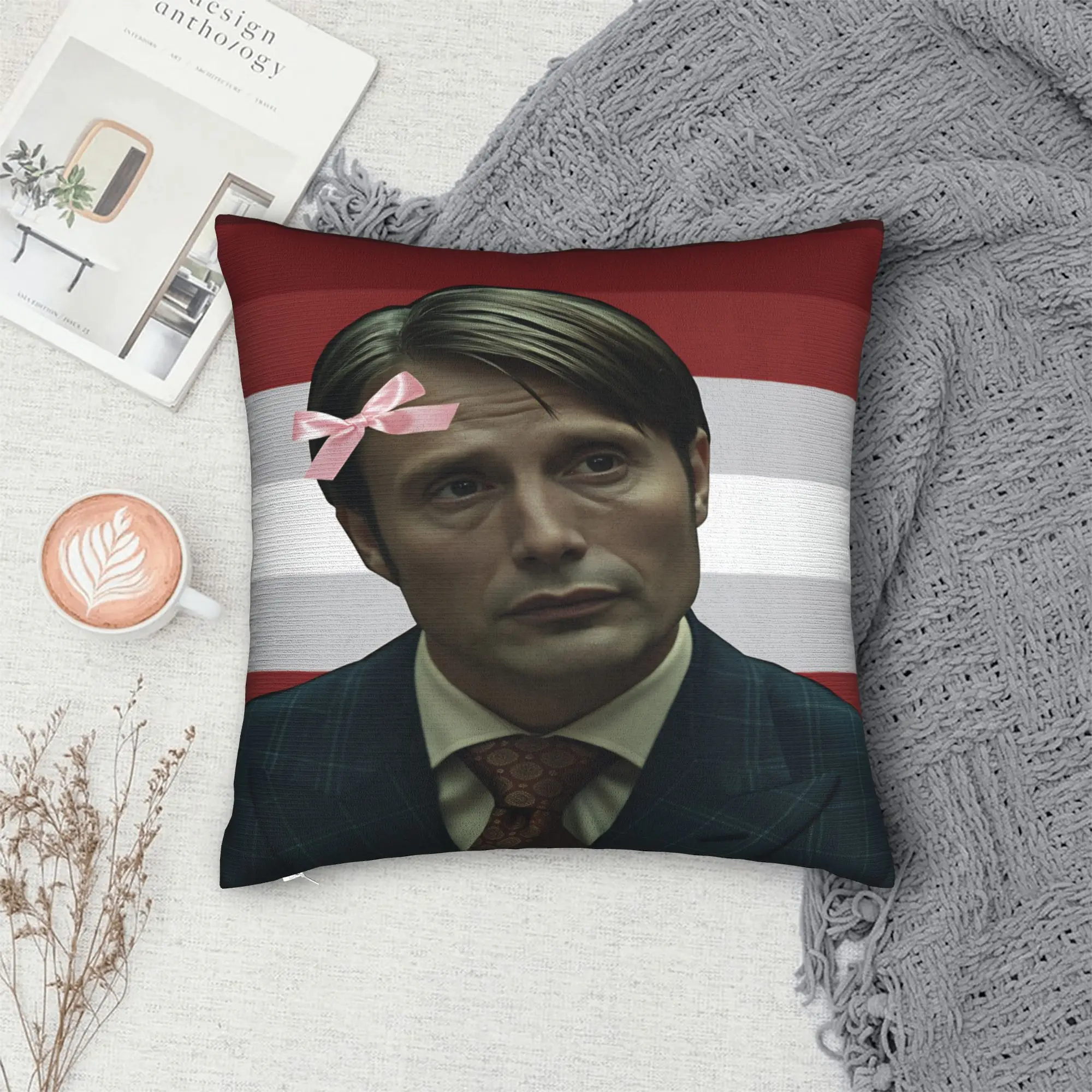 Mads Mikkelsen H-Hannibal Face Pillow Cover  Fashion Pillow Case For Living Room Sofa Comfy Pillowcases Gift