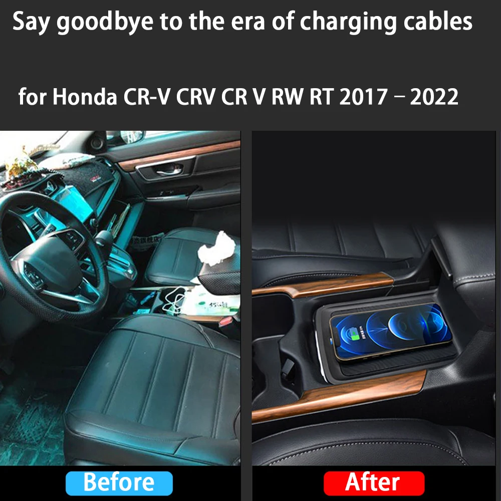 for Honda CR-V CRV CR V RW RT 2017–2022 Armrest Storage Wireless Mobile Phone Charger QI 18W iPhone Magsafe Fast Charging Panel