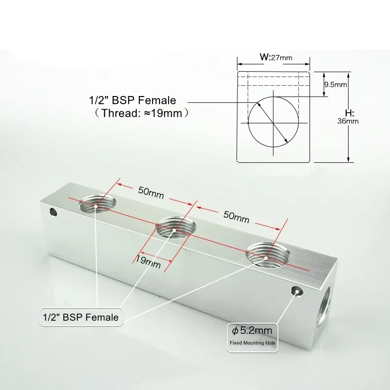 27x36mm 2-10 Ways 4-12 Ports 1/2