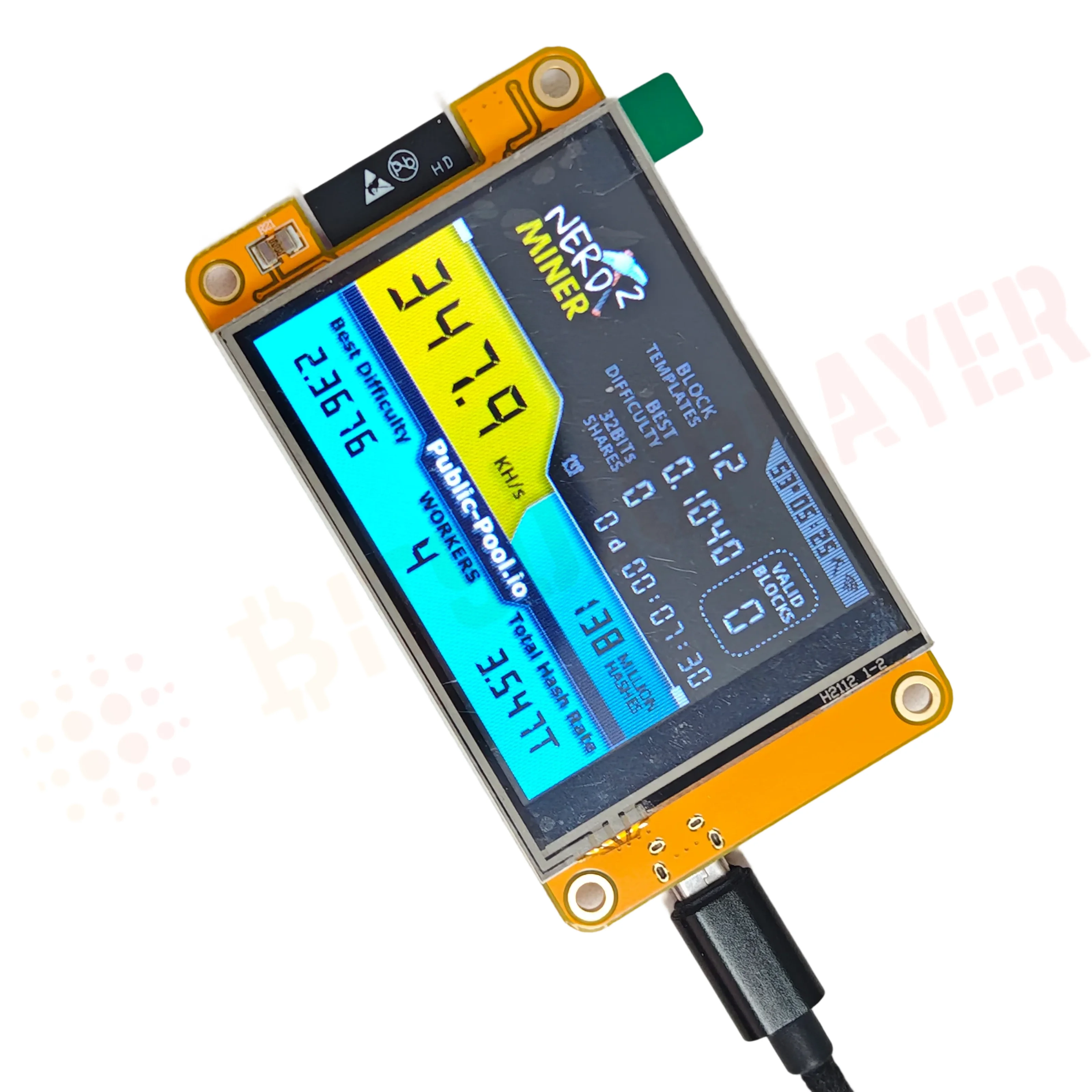 Bitcoin Nerd Miner V2 2.8 بوصة ESP32 شاشة ذكية تعمل باللمس BTC Solo Miner 350kh/s Win Jackpot 3.125 BTC Lottoy آلة التعدين