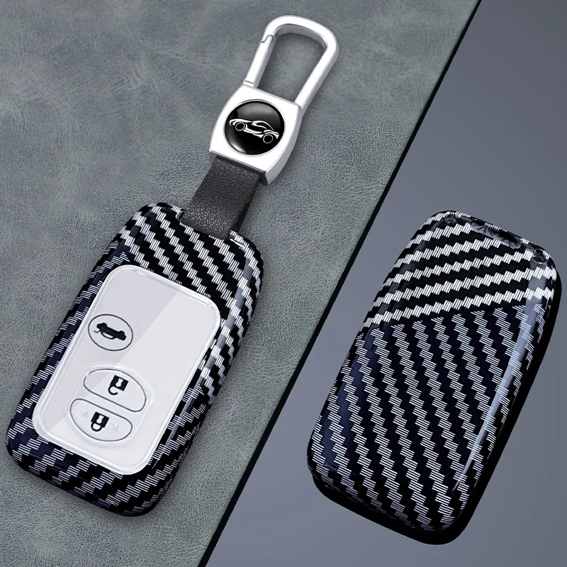 2 3 Buttons For Toyota Aqua RAV4 Land Cruiser Camry Prado Corolla Prius 2013 2014 Carbon Fiber Car Key Case Cover Keyring Holder