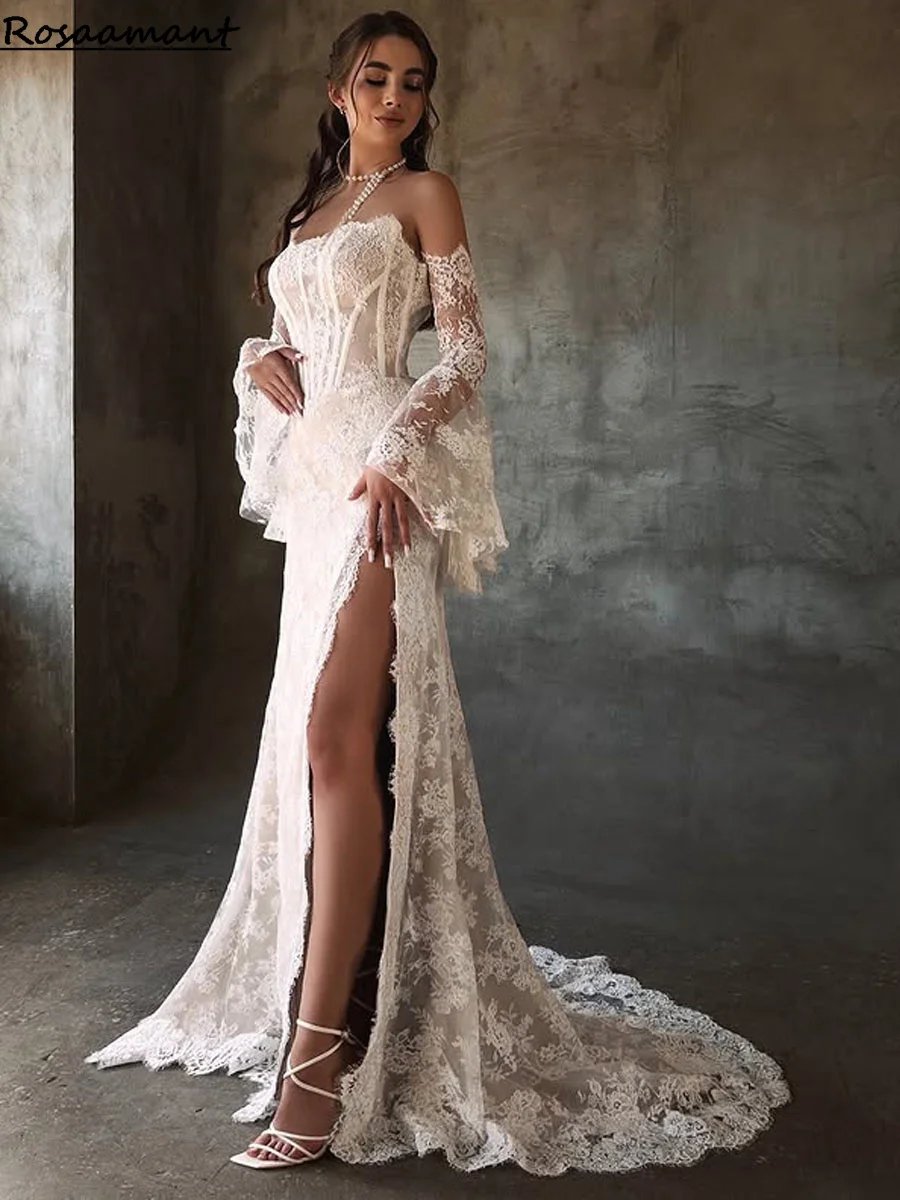 

Fashionable Mermaid Wedding Dresses For Woman Bride Lace Appliques Tulle Vestido De Casamento Personalized Customized