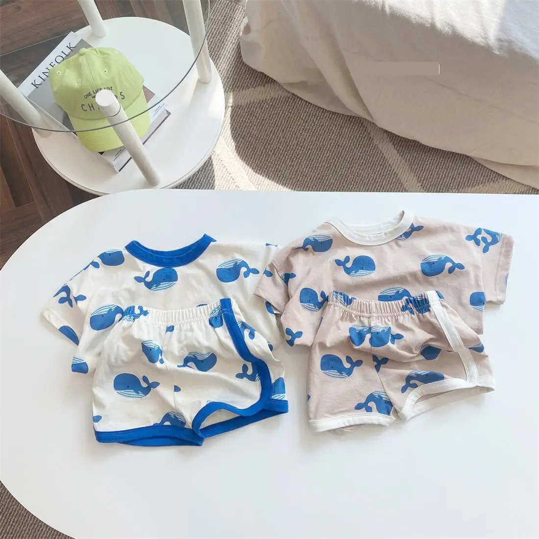 

2023 Summer New Baby Short Sleeve Clothes Set Infant Boy Cute Shark Print T Shirts + Shorts 2pcs Suit Toddler Girl Outfits 9M-4T