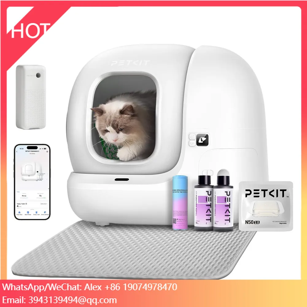 

PETKIT PuraMax 2 APP Controlled 100% Safe Smart Self Cleaning Cat Box With Triple Odor Removal New Updated Roller&Mat