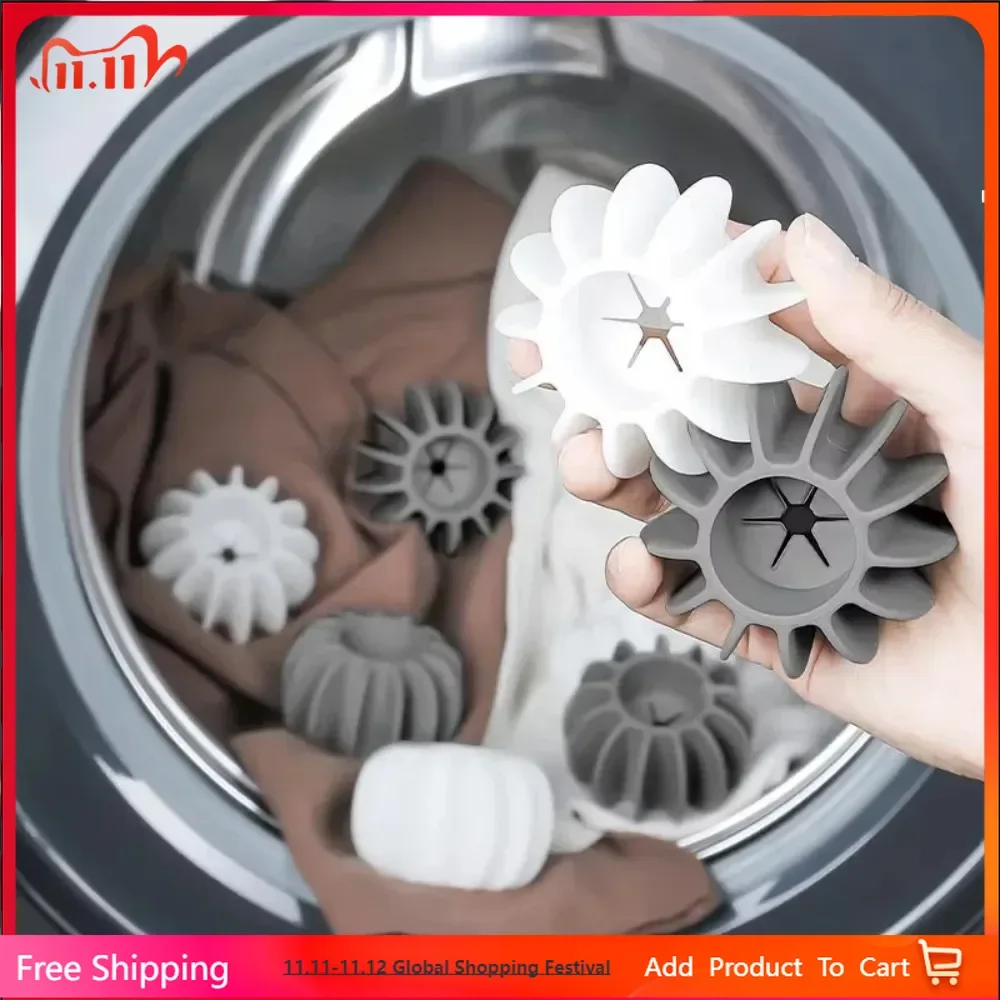 

12 Pack Reusable Laundry Balls Grey White Silicone Non Electric for Washer Dryer Deep Cleaning Anti Tangle Clothes Organizer Set