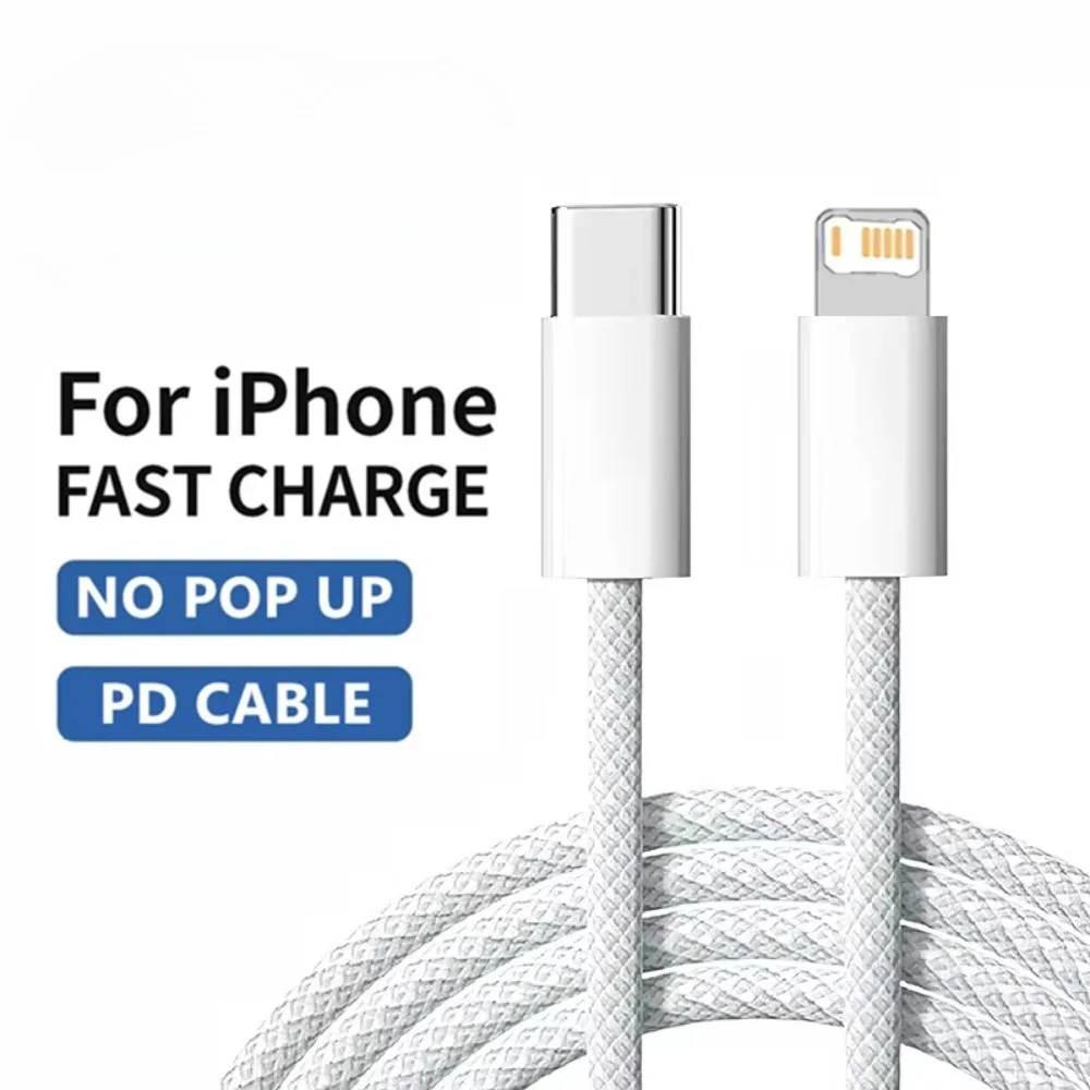 Braided 35W Fast Charge PD Cable For iPhone 13 14 Pro Max 11 12 mini X XR XS Max 7 8 Plus Quick Charging USB-C Data Cables 1m 2m