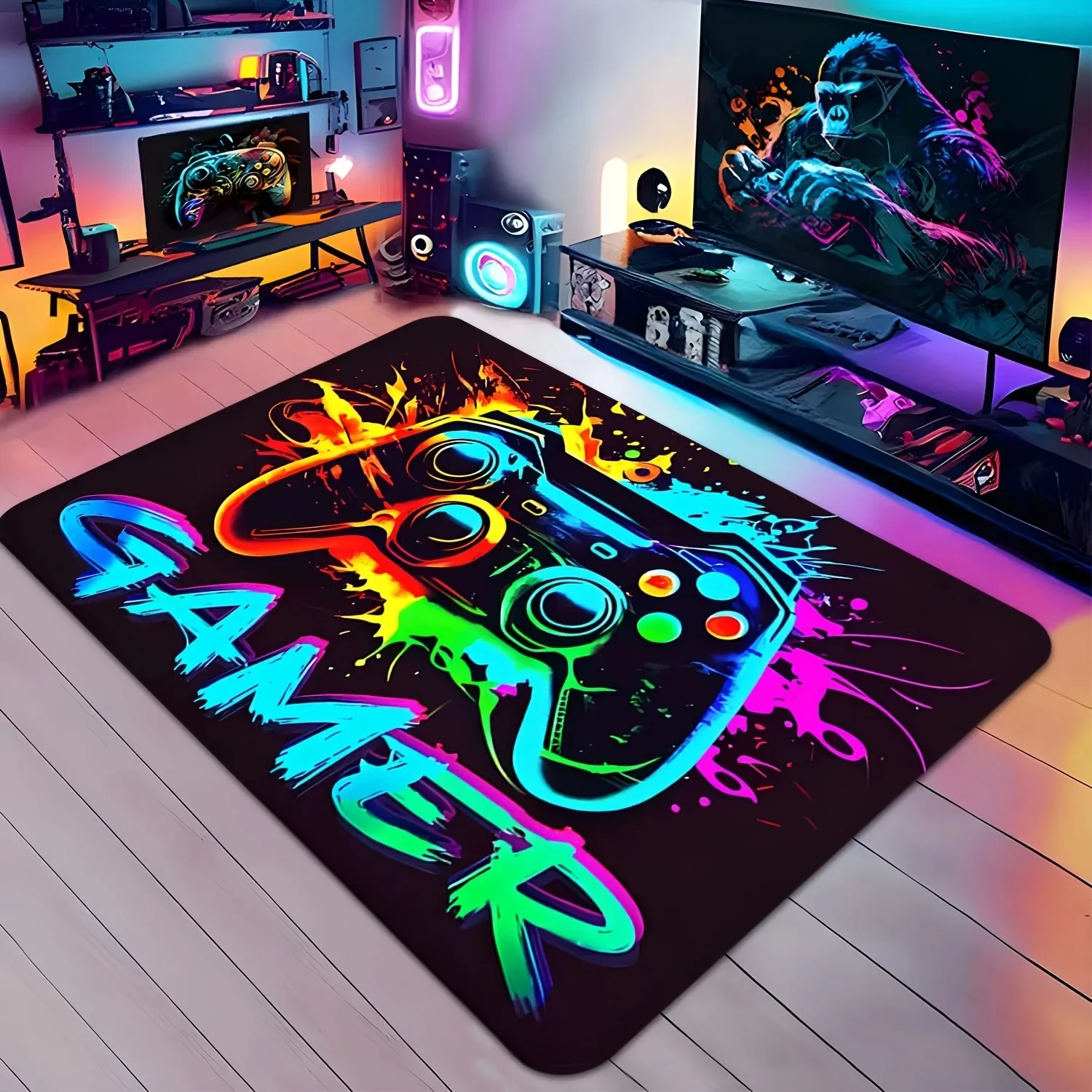 Non-slip Gaming Controller Doormat Colorful Mat for Living Room Bedroom Decor
