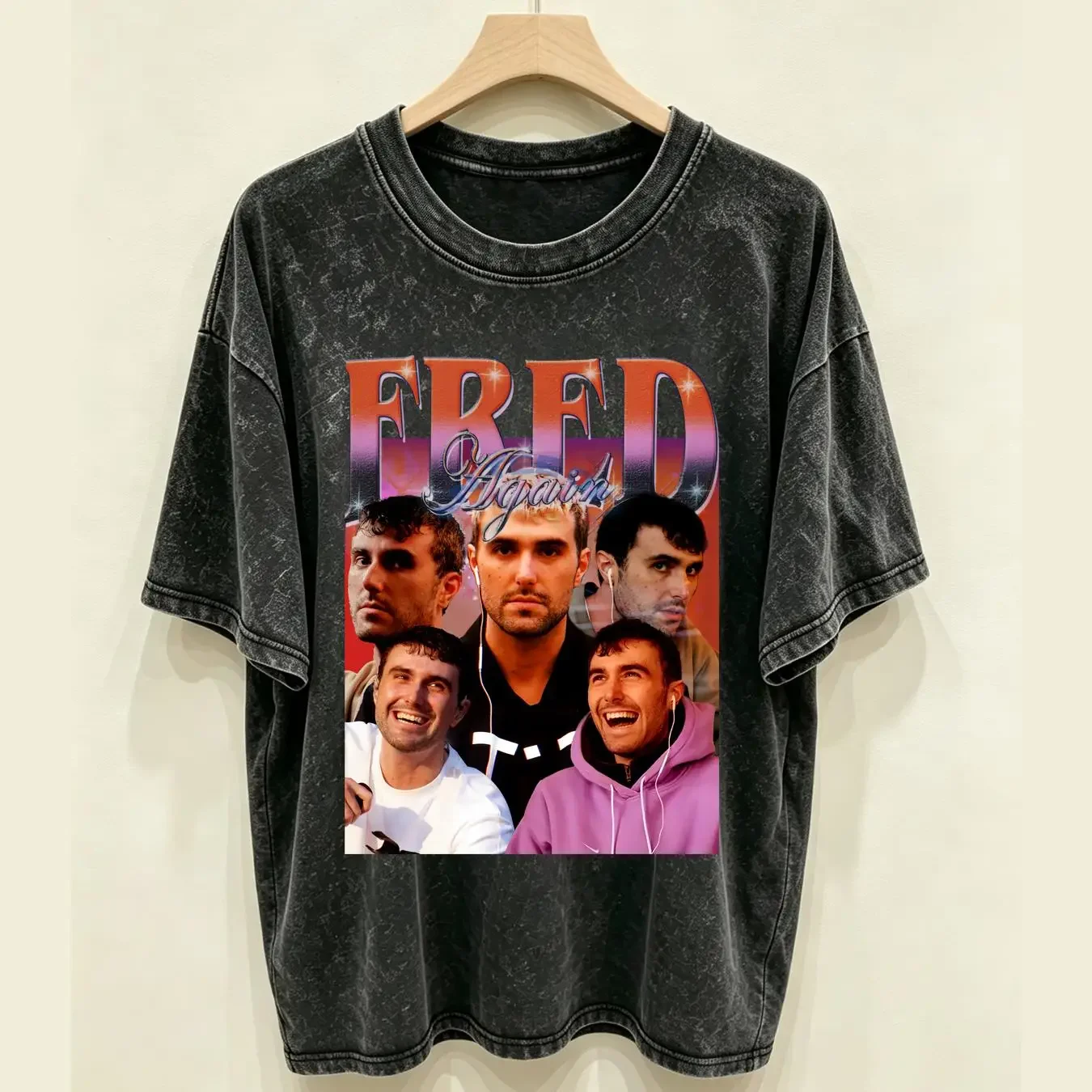 washed T Shirt Limited Fred Again Homage Merch vintage Washed designer clothes Versatile graphic Soft homme streetwear Slightly