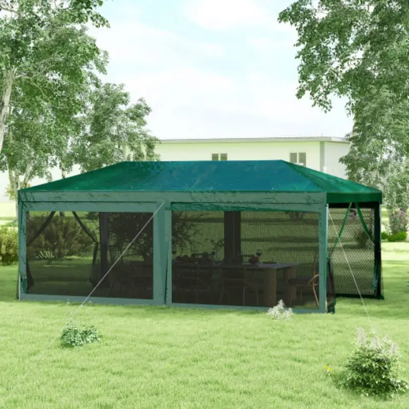 10' x 20' Party Tent, Outdoor Wedding Canopy & Gazebo with 6 Removable Sidewalls, Shade Shelter for Events, BBQs, Green