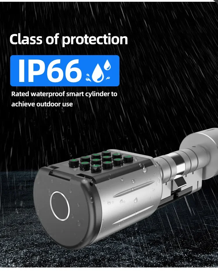 IP66 Waterproof fingerprint Smart cylinder lock password tuya ttlock bluetooth Physical button NO KEY Euro digital cylinder lock