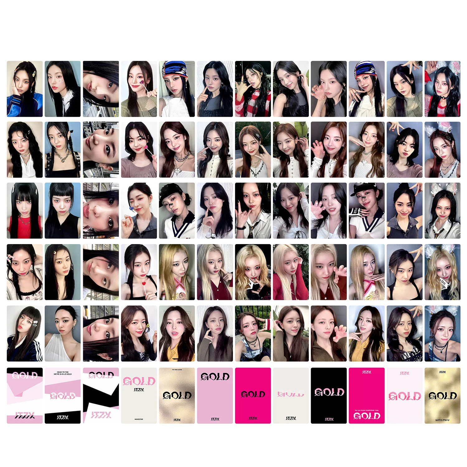 Kpop ITZY 9th Mini Album GOLD Photocard 5PCS/Set Double Sides Printing Coated LOMO Card YUNA RYUJIN Fans Collection Photocard