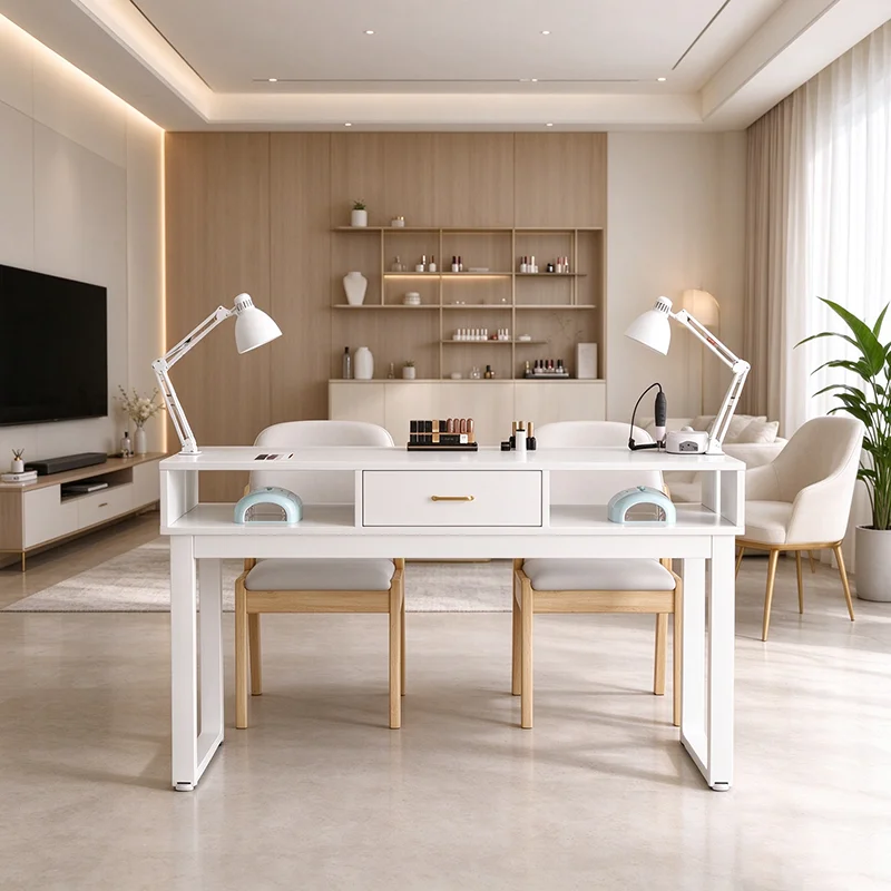 Design Kawaii Nail Table Aesthetic Premium Classic High Quality Nail Table Rustic With Drawers Tabela De Unhas Furniture