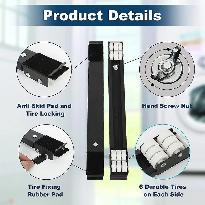 Multi-functional Base Anti Slip for Adjustable Fridge Stand Mover Bracket Dryer Pulley With Wheels Holder Universal Mobile Cart