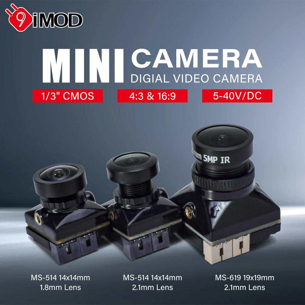 9IMOD Mini FPV Camera MS-514 MS-619 Analog 1500/1800TVL 1.8/2.1mm Lens Super WDR 3DNR Low Light CVBS Camera For Racing Drone