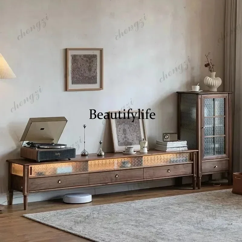 E136 Normal Extended Tv Stand Universal Dark Brown Minimalist Designer Nordic Tv Stands Modern Wooden Fernseherschrank