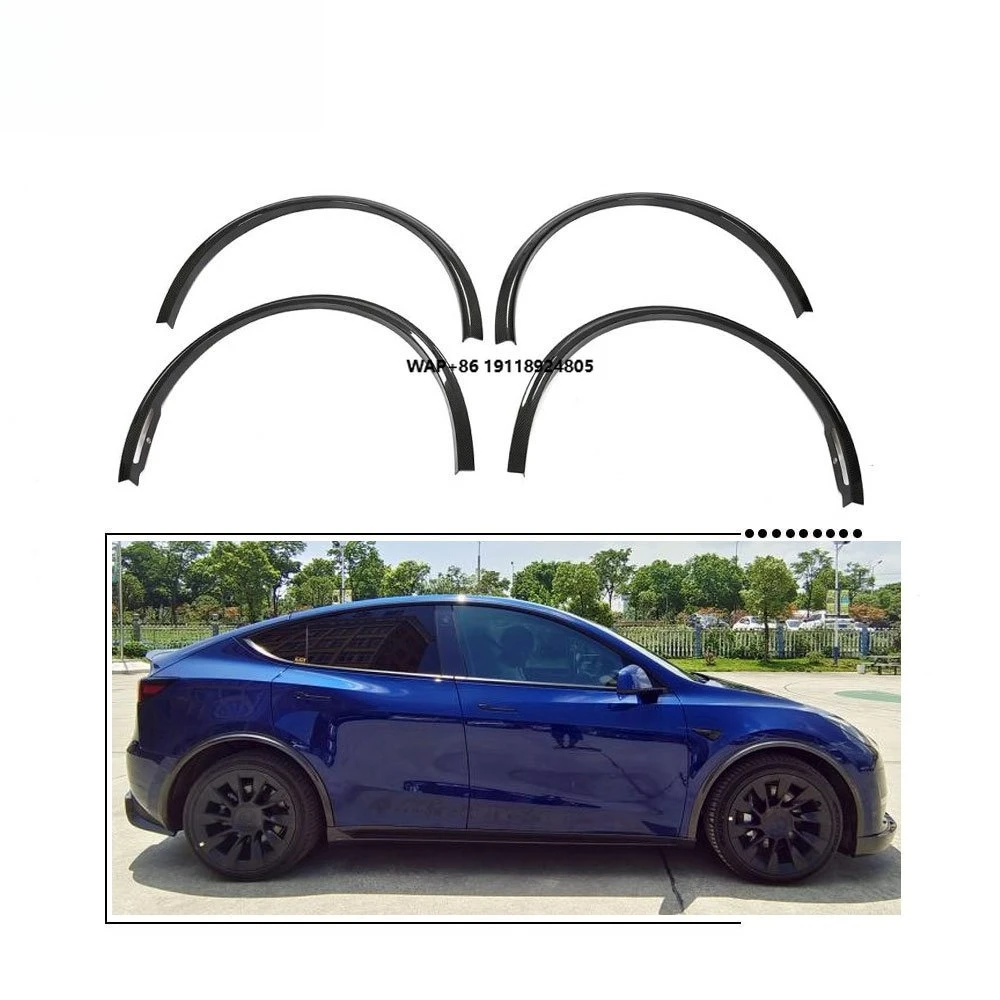 

Dry Carbon Fiber Car Wheel Eyebrow Arch Trim Lips Fender Flares Protector for Model Y 2019-2021