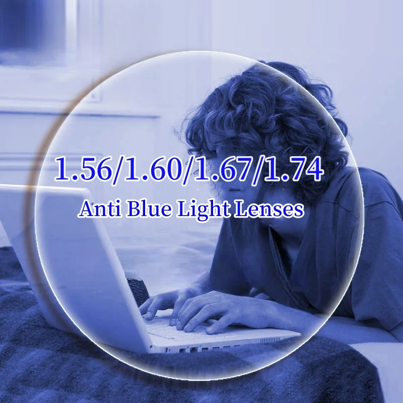 JAEVAR Blue Light Blocking Lenses 1.56/1.61/1.67/1.74 HD Myopia Hyperopia Office Computer Optical Prescription Lenses 1 Pair