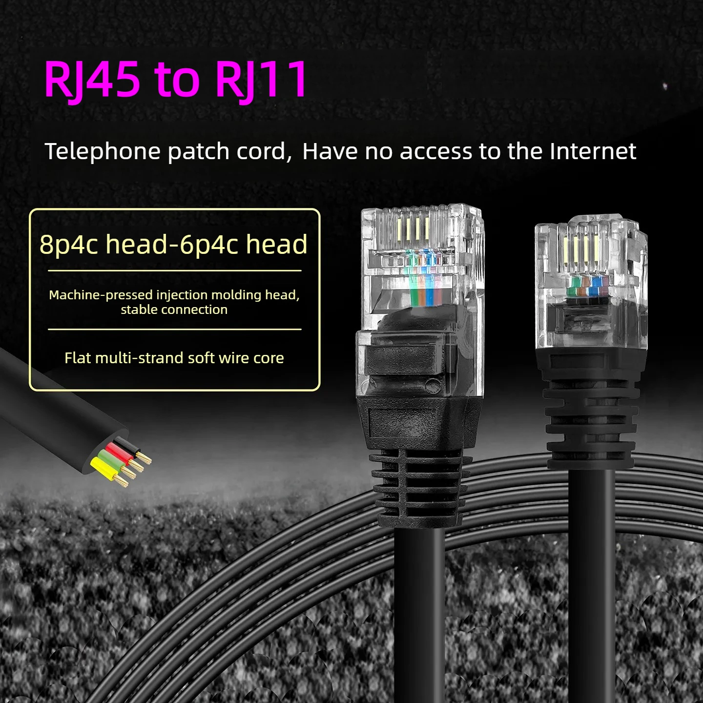 8P2C 6P2C 8P4C 6P4C RJ11 to RJ45 Cable Telephone Jumper 2-core 4-core Telephone Line Network Head To Telephone Crystal Head Wire