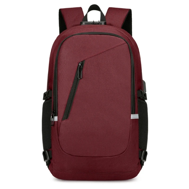 E74B Mens Password Lock Backpack Student Schoolbag USB Charging Laptop Backpack Male Anti-Theft Business Travel Backpack