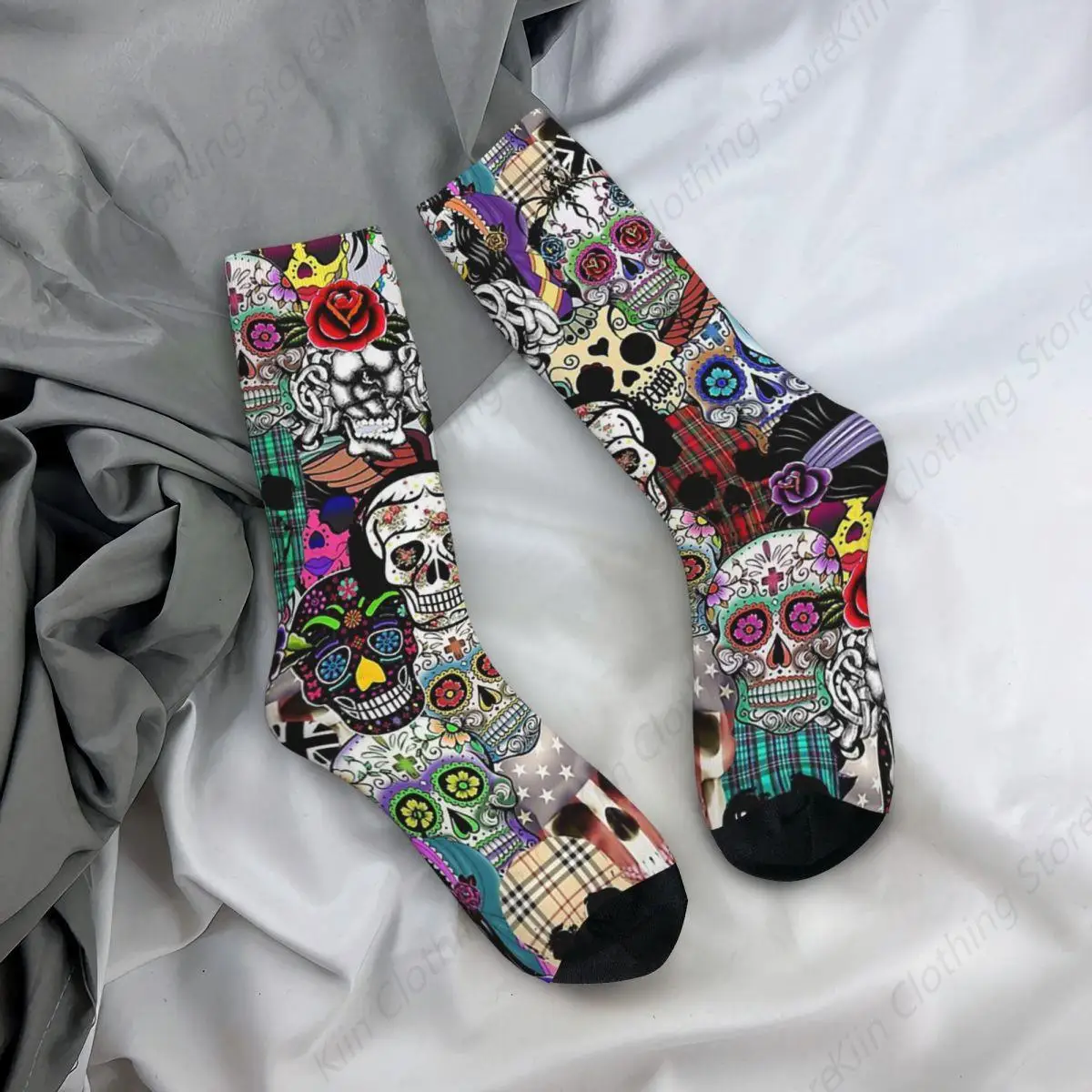 Kaus kaki pria Hip Hop, kaus kaki Halloween, kaus kaki pria keren, motif pola Harajuku, baru, hadiah