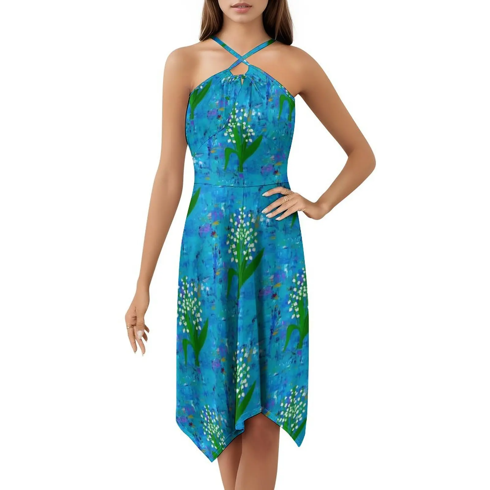 فستان حفلات أنيق للسيدات من Flowers Lily Of The Valley 1720 على شكل حرف A مع خيارات قصيرة/طويلة/بدون أكمام زنبق زنبق الزنبق