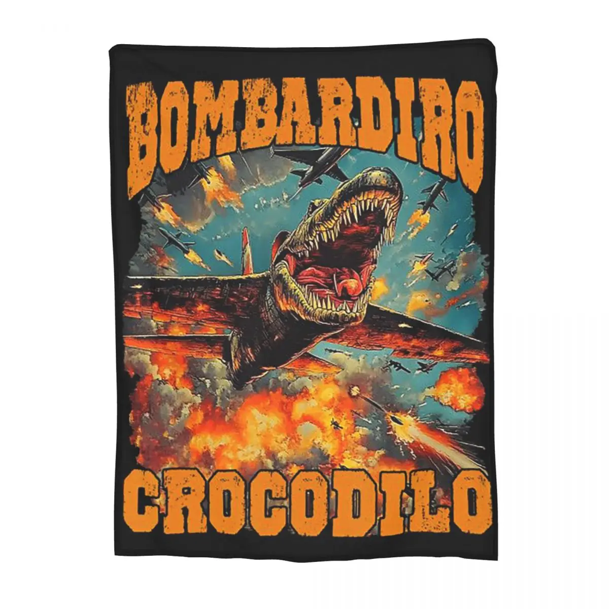 

Bombardiro Crocodilo Meme Italian Brainrot Blankets Soft Warm Flannel Throw Blanket Bedding for Living room Picnic Travel Couch