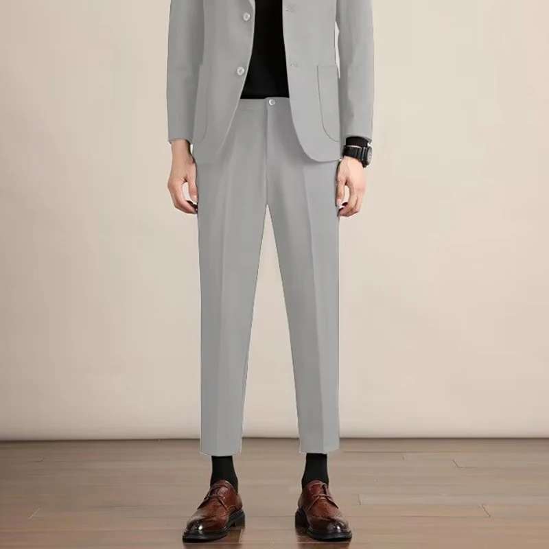 Men's Hot Sale Daily Business Work Blazer Pants Basic Banquet Blue Trousers Fashion Straight Leg Suit Pants Male Plus Size 27-42