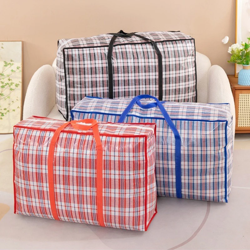 

Snakeskin Texture Foldable Moving Bag Large Capacity Waterproof Woven Storage Bag Lightweight Portable Organizer for Travel Gym