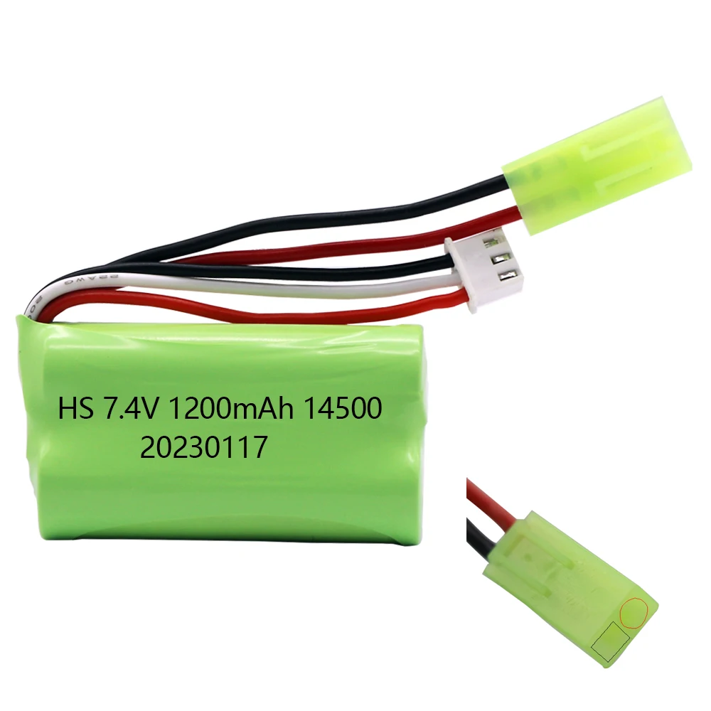 14500 7.4V Battery For Electric Toys Water Bullet Gun Spare Parts 7.4V 1200mah Li-ion Battery and USB Charger For RC toys Cars