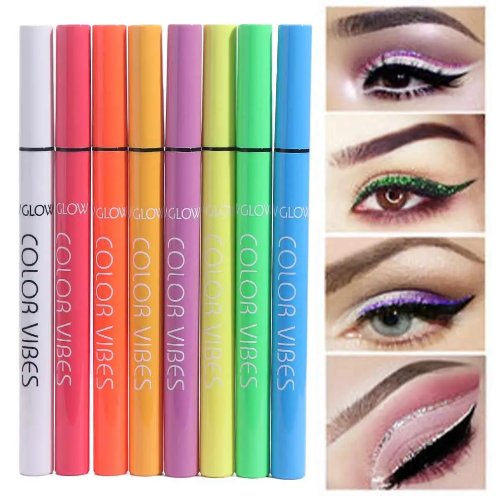 Non-Smudge Uv Fluorescent Eyeliner Purple Yellow Glow in Dark Eyeliner Gel Pen Waterproof Matte Colorful Eyeliner Pencil