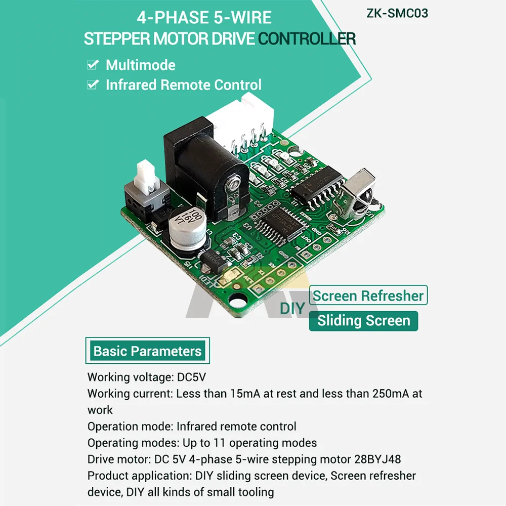 ULN2003 Infrared Remote Control Driver Board 28BYJ48 5 Wires 4 Phases Stepper Motor Drive Controller Kit Remote Control