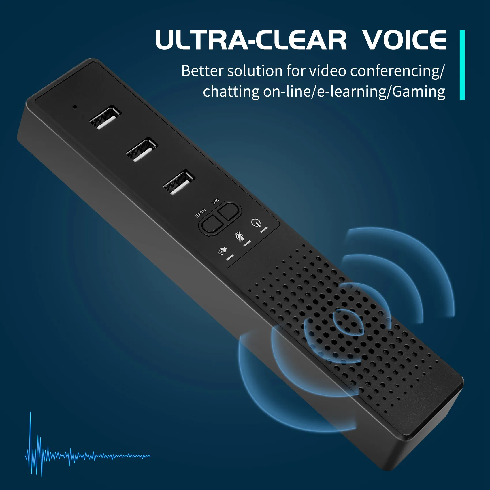 ลำโพงคอมพิวเตอร์3 in 1พร้อมไมโครโฟนและลำโพงการประชุม USB, ไมค์ PC สำหรับการประชุมทางวิดีโอ