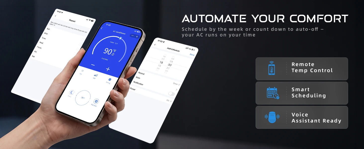 Set schedule time frames or customize a unique countdown timer to maintain your desired temperature