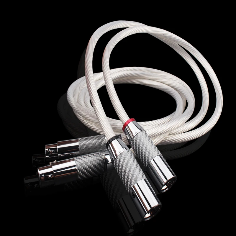 

Pair 5N OCC Single Crystal Copper Silver Plated XLR Balanced Cable 3Pin XLR plug Interconnect Audio Cable