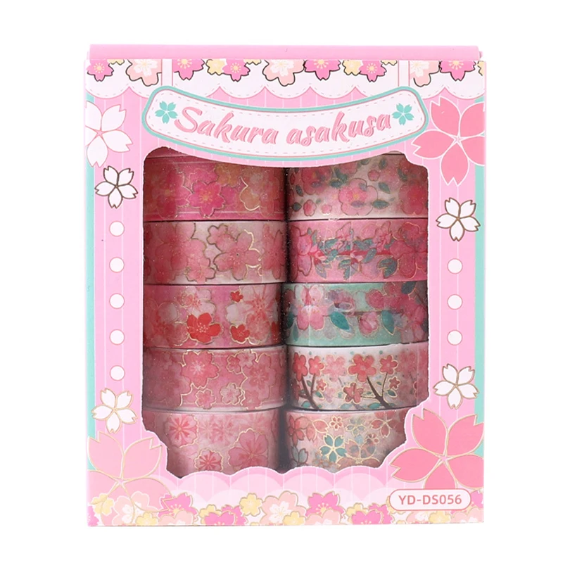 Imagem -06 - Sakura Washi Fita Adesiva Scrapbooking Suprimentos Diário Decorativo Suprimentos Cinta Adesivo Material Escolar 12 Pcs