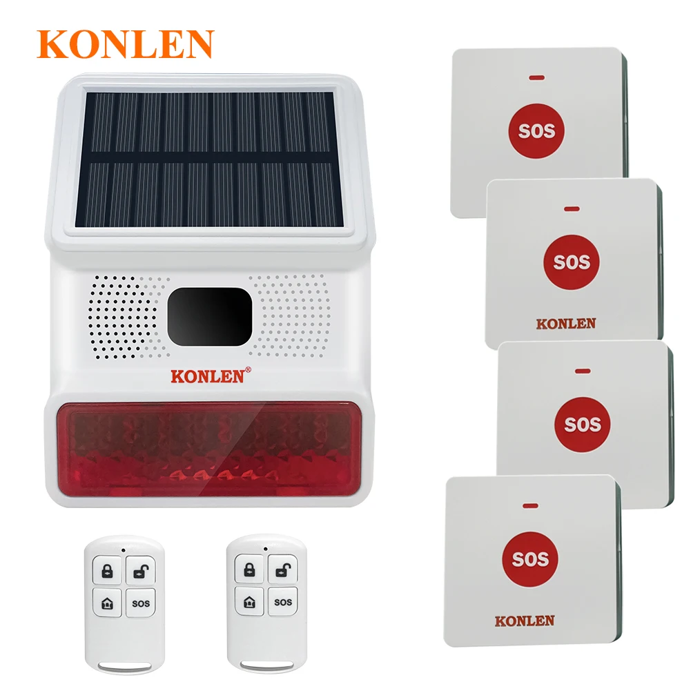 SOS Help Call Button Solar Emergency Alarm Siren Outdoor Panic Crisis Survival Self Defense Elderly Safety Alert Senior Old Care