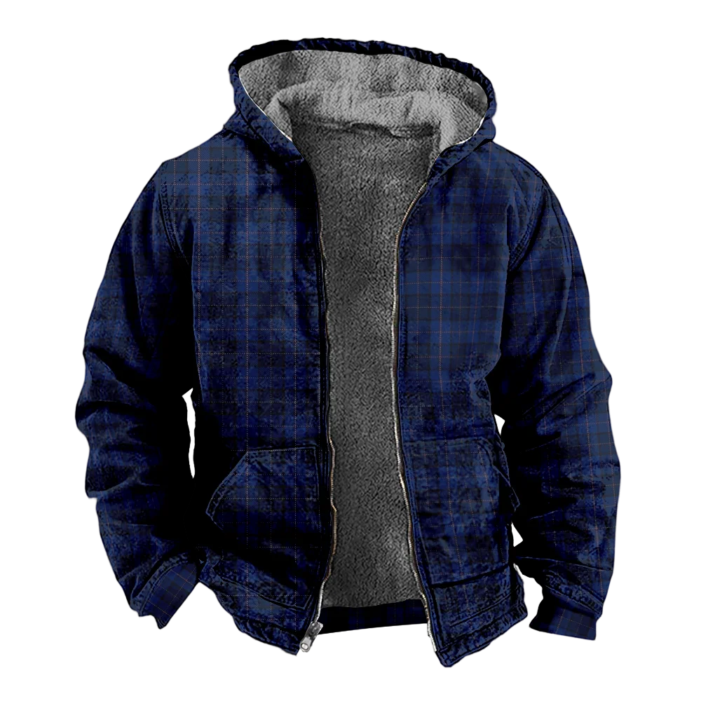 Abrigos de chaquetas de invierno para hombre, ropa de algodón con patrón de rayas a cuadros azules, abrigo elástico coreano diario