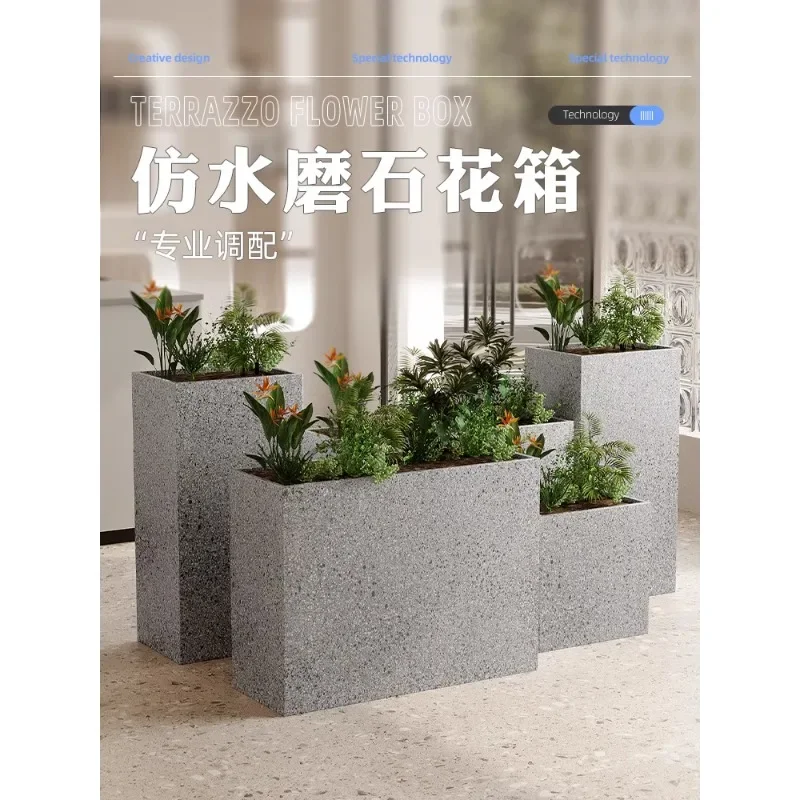 Outdoor imitation terrazzo flower box combination courtyard terrace outer pendulum partition flower bed restaurant milk tea shop