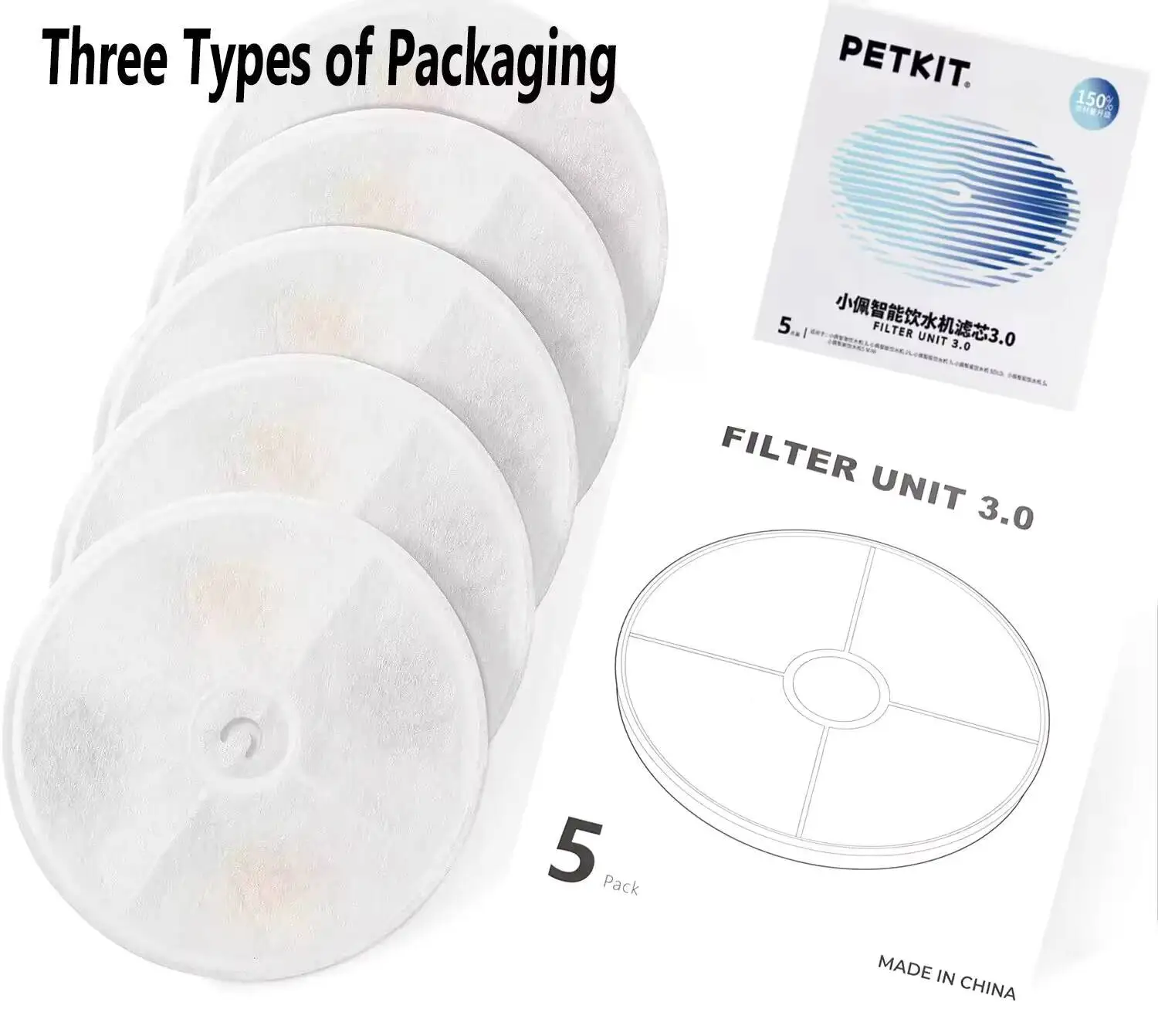 Cat Water Fountain Replacement Filters 5PCS Set Version 3.0 For Automatic Pet Drinking Fountain, Cat Dog Water Dispenser Accesso