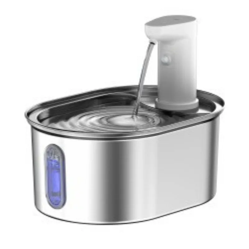 

304 Stainless Steel Cat Water Fountain Wireless Smart Sensor Dispenser Quiet Circulating Filter Auto Pet Feeder 3.2L No Plug