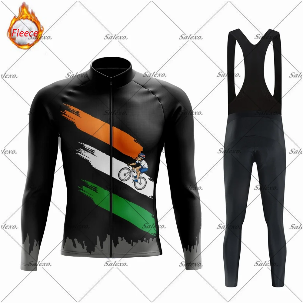 

Мужской комплект из зимнего термофлиса с длинными рукавами, велосипедный трикотаж 2025 года, брюки-комбинезон, Ropa Ciclismo, велосипедная одежда, MTB Bike Pro Team Suit