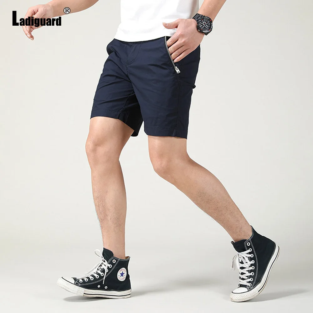 European 2024 Stylish simplicity Men Fashion Zipper Pockets Shorts Men's Cargo Bottom Royal Blue Casual Classic Basic Shorts New