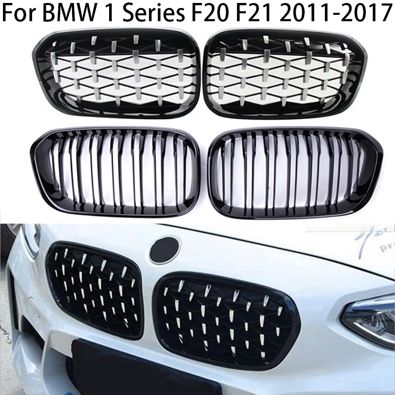 

Car Front Kidney Grille Hood Front Bumper Radiator Grill For BMW 1 Series F20 F21 120i 2011-17 Singal/Double Slat Diamond Style