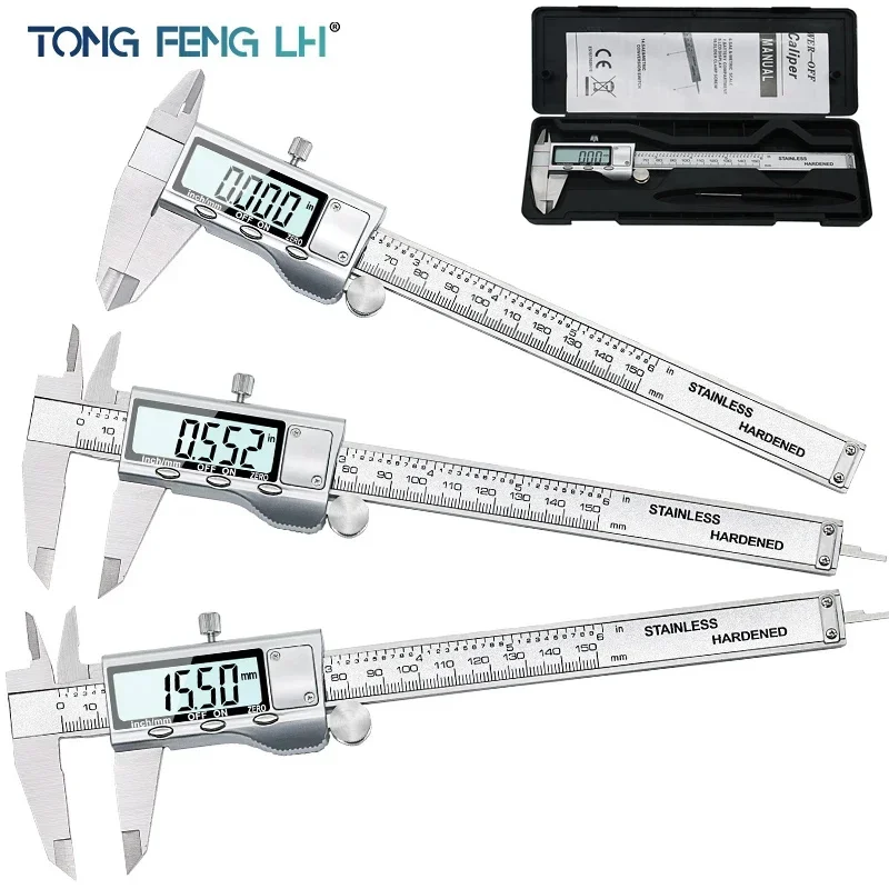 TON09 6-Inch 150mm Stainless Steel Electronic Digital Vernier Caliper Metal Micrometer Measuring New